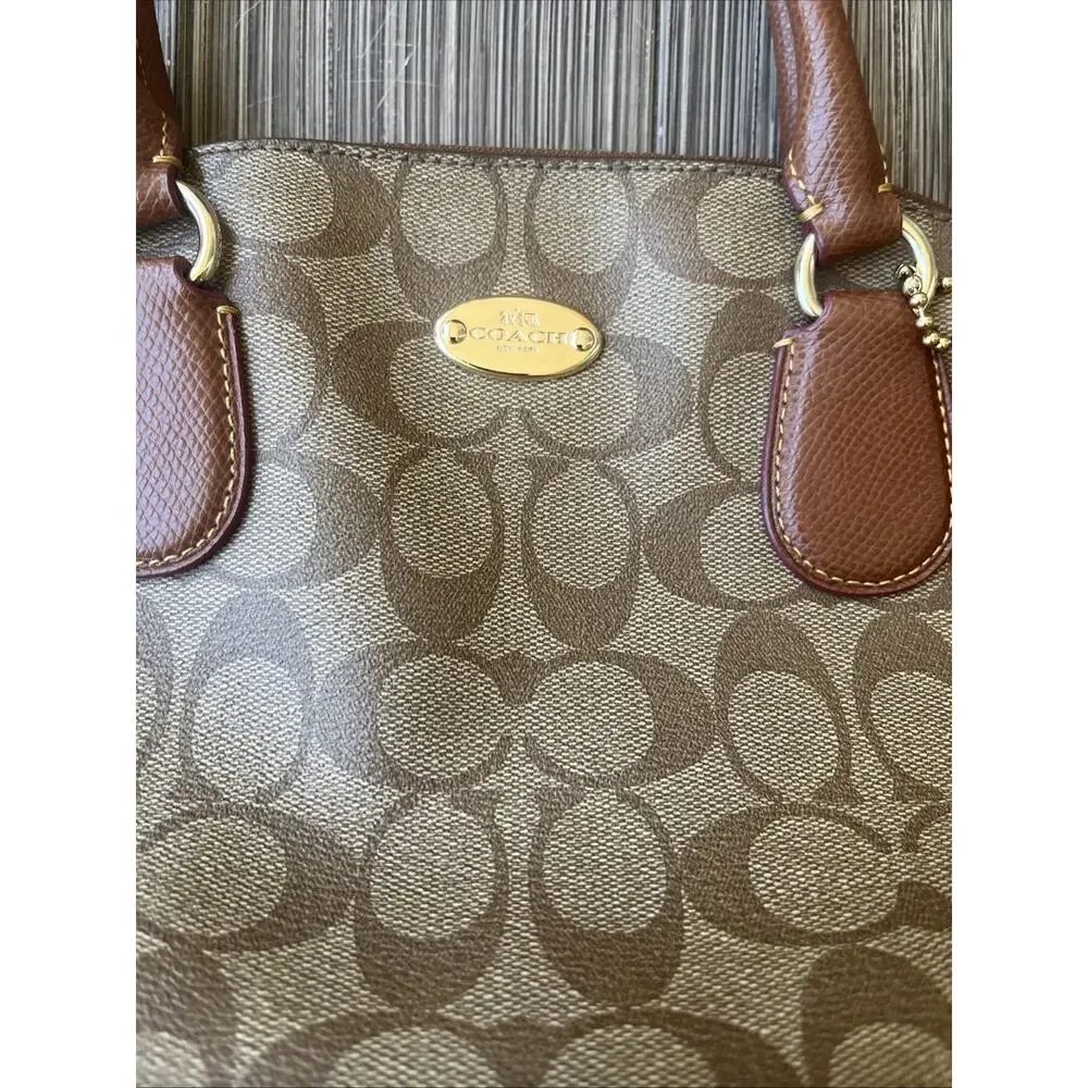 Coach Signature Sierra Satchel Leather Dome Bag Beige Brown F27584 - Picture 4 of 12